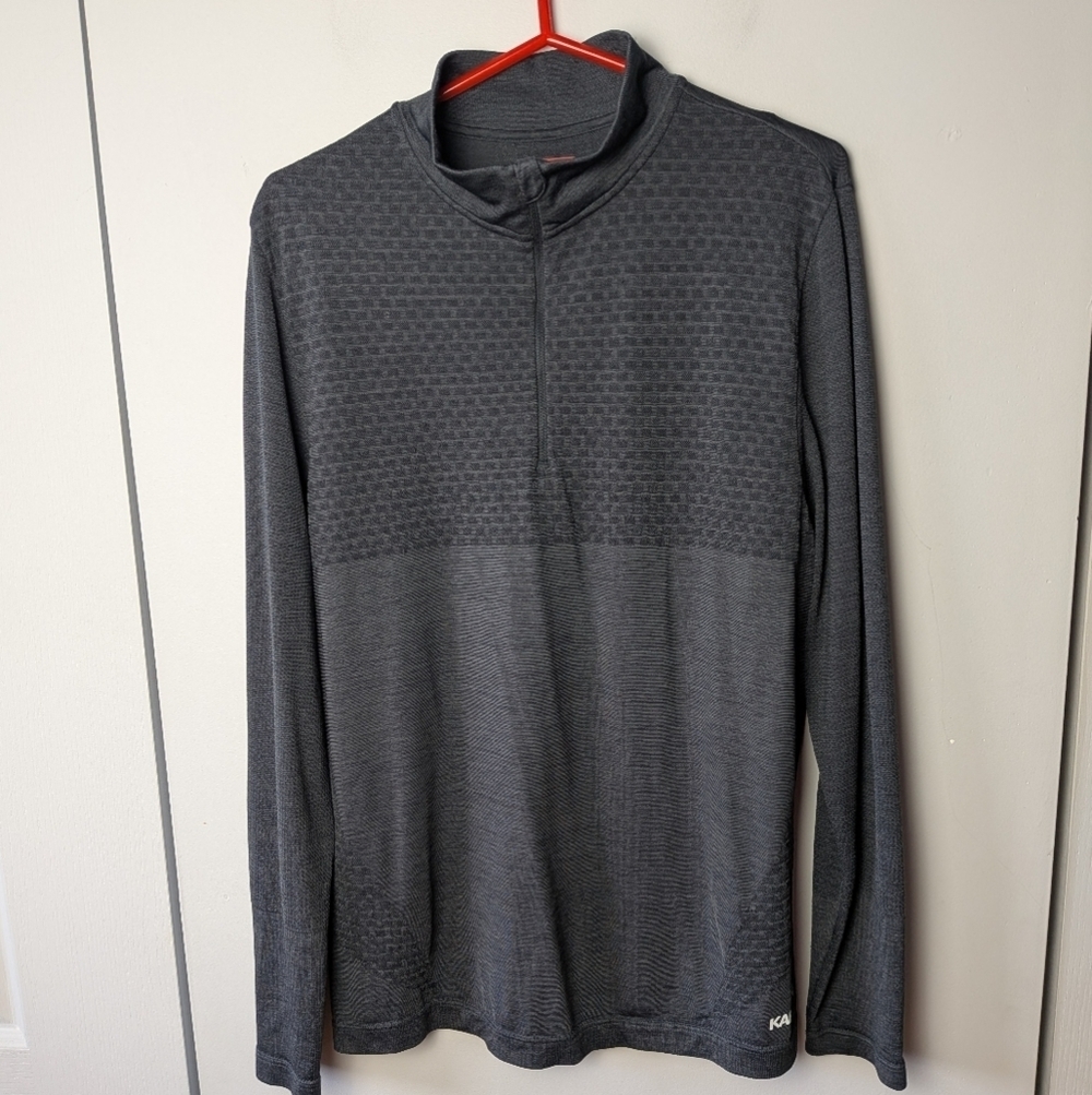 KARBON Men 1/4 Zip Crewneck Size L Dark Gray Color Sweatshirt